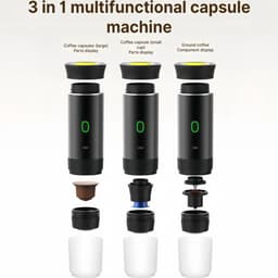 Draagbaar koffiezetapparaat, 3-in-1 elektrisch koffiezetapparaat, geschikt geschikt voor koffiecapsules en gemalen koffie, ondersteunt koud zetten en verwarmen (zwarte koffie). — thumbnail 4