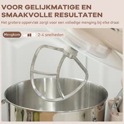 Keukenmachine 1300W - Keukenrobot - 4.5L - Foodprocessor met 6 - standen - Mixer met Mengkom - BPA-vrij - Keukenmixer - 3 Accessoires - Beige — thumbnail 3