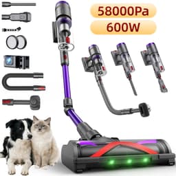 Draadloze Stofzuiger Met Flexibele Slang Van 1 M, Zuigkracht Van 58 Kpa En Gebruiksduur Van 75 Minuten, 2-In-1 Dierenborstel, Led-Touchdisplay, Draadloze Handstofzuiger Voor Dierenharen, Draadloze Steelstofzuiger Voor Thuis En In De Auto — thumbnail 1