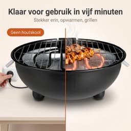 Lomera Elektrische Barbecue - Tafelbarbecue - Elektrische BBQ - Tafelmodel - Rookloos - Elektrische Grill - Binnen Barbecueëren - Balkon BBQ - Draagbare Barbecue - Ronde Barbecue - Tafelgrill - Camping Barbecue - Terras BBQ - Tuinbarbecue — thumbnail 5
