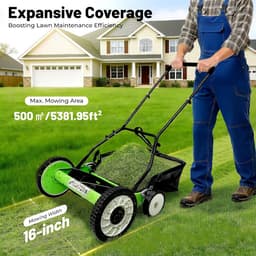 Handgrasmaaier 40 cm - Cilinder maaier - Gazon onderhoud - 9 Hoogte standen - 44 Liter mand - Groen — thumbnail 5
