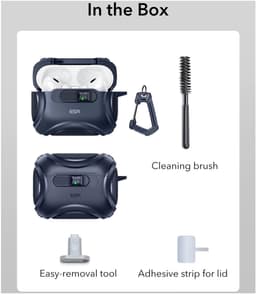 ESR Hoesje Geschikt Voor AirPods Pro 3 (2025) - Cyber FlickLock Case - Compatibel met MagSafe - Karabijnhaak - Blauw — thumbnail 4