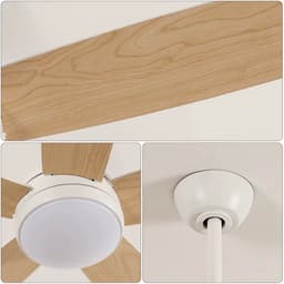 5 Bladen Ventilator - Hanglamp Ventilator - 3 Standen - Dimbaar Met Afstandsbediening - 132 cm - Kroonluchter Ventilator - Licht Bruin - Woonkamer Lamp — thumbnail 2