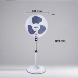 Vloerstaande Ventilator - Staande Fan - Kamertemperatuur Reguleren - DC Motor - 40 cm - Wit Blauw — thumbnail 5