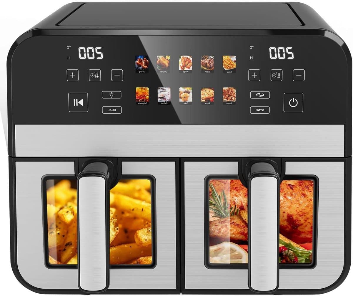 Heteluchtfriteuse - Airfryer - Gezond Koken - Dubbele Lade - 10 Liter - Zwart — afbeelding 1