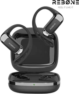 REBØNE® AERO Sport Oortjes - Oordopjes Draadloos - Bone Conduction Headphone - Open ear - Earbuds Wireless - Draadloze Koptelefoons - Bluetooth Koptelefoon - USB C - Waterdicht - Zwart / Zilver — thumbnail 1