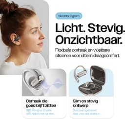 REBØNE® AERO Sport Oortjes - Oordopjes Draadloos - Bone Conduction Headphone - Open ear - Earbuds Wireless - Draadloze Koptelefoons - Bluetooth Koptelefoon - USB C - Waterdicht - Grijs / Zilver — thumbnail 5