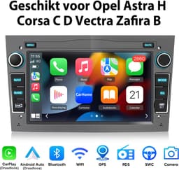 Junsun Android 15 Autoradio Geschikt Voor Opel Astra H Corsa C D Vectra C Zafira Accessoires, Draadloze CarPlay met bluetooth, Stuurwielbediening，DAB+, GPS-Navigatie, Bluetooth, WIFI, 7 inch Touchscreen, 2GB+64GB, DSP, Quad-core processor, grijs — thumbnail 1