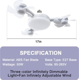 3 snelheden - Ventilatorlamp met afstandsbediening - Dimbare LED-lamp - Schroefbare plafondventilator - Eenvoudige installatie - Geschikt voor slaapkamer, keuken en werkruimtes — thumbnail 3