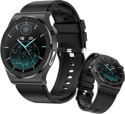 mymonX Smartwatch Heren & Dames - Geschikt voor alle Smartphones - Stappenteller - Gezondheidsrapport - ECG - Bloeddrukmeter - Hartslagmeter - Slaap - Temperatuur - Zwart - 43mm — thumbnail 1