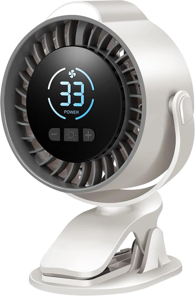 Ventilatoren-mini ventilator-Oplaadbare Klemventilator met 100 Snelheden - Draagbare Clip-on Fan met LED Nachtlampje - 720° Draaibaar - 12 Uur Batterij - Stille USB Tafelventilator voor Kinderwagen, Bureau, Bed en Camping — afbeelding 1