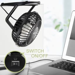 USB Tafelventilator – Stil – Compacte Ventilator – 360° Verstelbaar – 1,5m USB Kabel – Zwart — thumbnail 5