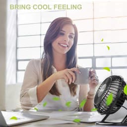 USB Tafelventilator – Stil – Compacte Ventilator – 360° Verstelbaar – 1,5m USB Kabel – Zwart — thumbnail 4