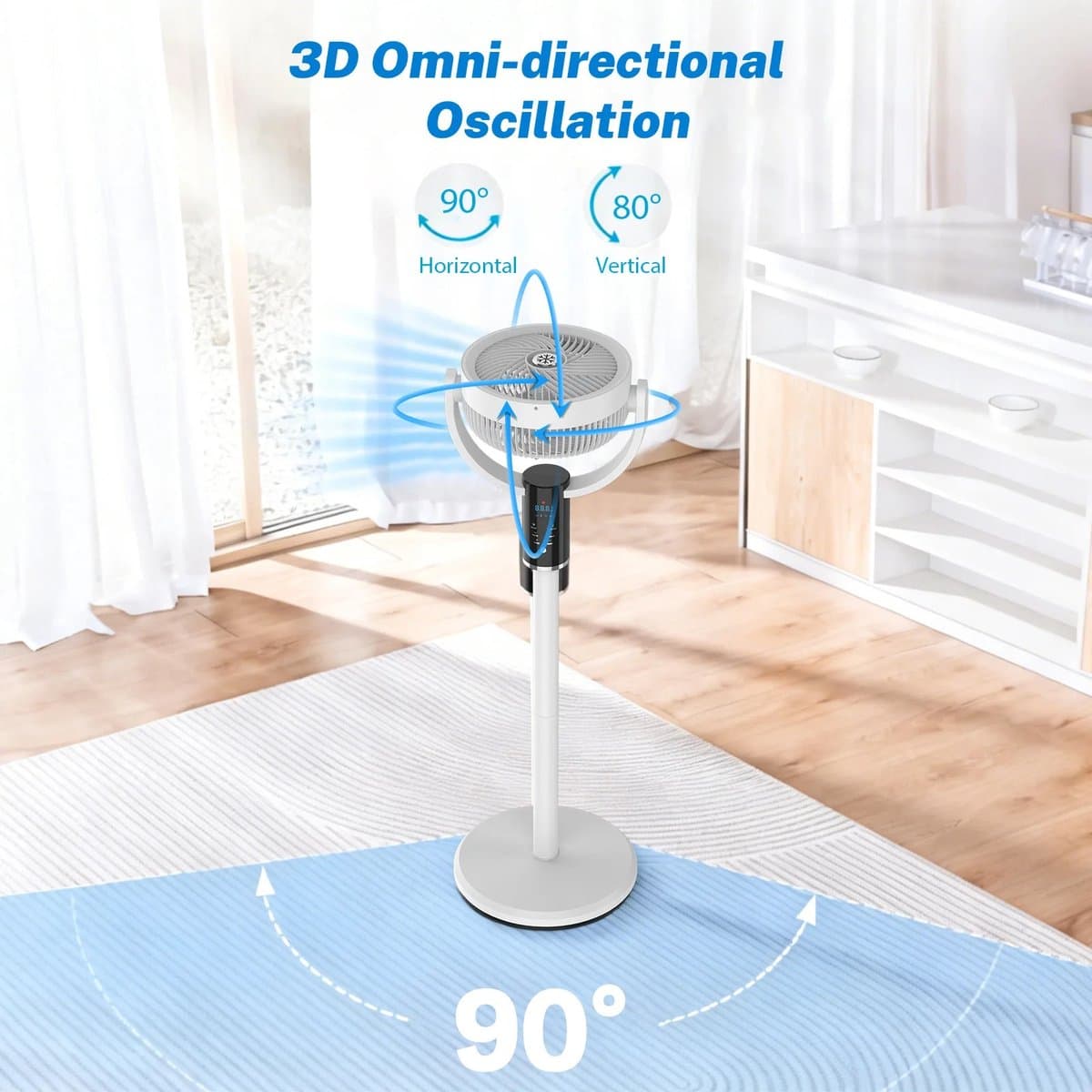 Wentinkmo Torenventilator - Elektrische Ventilator Luchttuurbine -vloerventilator Verstelbare — afbeelding 1