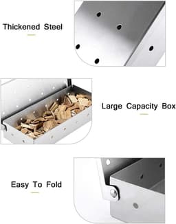 COZYVENT Extra dik Rookbox voor gasgrill of houtskoolgrill, rookbox van roestvrij staal, werkt met houtsnippers, voegt gerookte BBQ-smaak toe, scharnierend deksel, kromtrekkende grillaccessoires — thumbnail 5