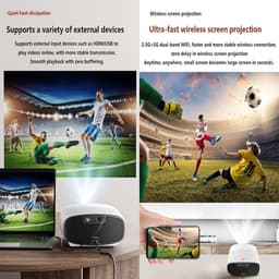 KZQ Slaapkamer Projector - Mini Draagbare Telefoonprojector - Ondersteunt Full Hd 1080p En 4k - Met Autofocus En Automatische Keystone Correctie - Geschikt Voor Voetbal Kijken - Wit — thumbnail 2