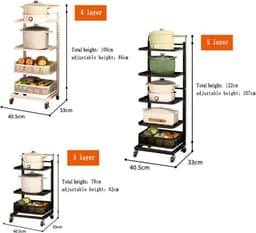 Magnetron Plank Stand - Keuken Opslag - Ruimte Besparen - 4 Verstelbare Planken - 40.5 cm breed - Zwart — thumbnail 4