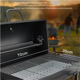 grill houtskoolgrill, met XXL-grillrooster, brandwondbestendige handschoen, thermometer, aslade, verstelbare bodem, grote houtskoolgrill (Basic) — thumbnail 2