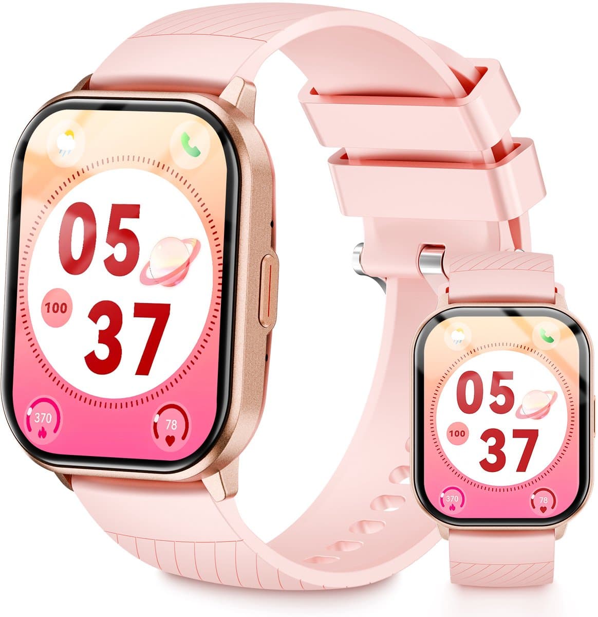 Smartwatch - Belfunctie-Sporthorloge voor dames-Waterbestendig voor dagelijks gebruik-Met functies zoals bloedzuurstofmeting, hartslagmeting, slaapkwaliteitsmonitoring, stappenteller en muziekbediening-Compatibel met Android-en iOS-systemen-Roségoud — afbeelding 1