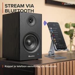 Boekenplank speakers - Audizio BS15 - Actieve speakerset met Bluetooth - HiFi speakers - 60W - Zwart — thumbnail 4