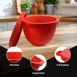 Kommenset Keukenmachine - Mixer kommen - Bakken en Koken - Set van 2 - Standaard maat - Wit en Rood — thumbnail 5
