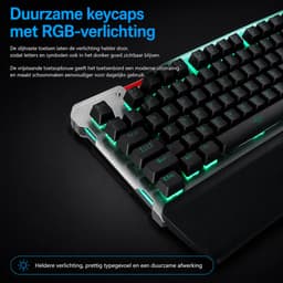 Mechanisch RGB Gaming Toetsenbord – Bedraad QWERTY Toetsenbord met Verlichting – Afneembare Polssteun – Anti-Ghosting — thumbnail 3