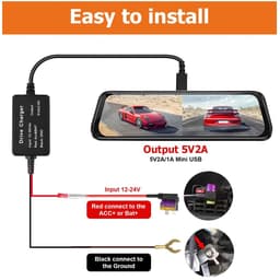 Dailygoody - Dash Cam Oplader - Universele Dash Cam Hardwire Kit - Hoogwaardige Kwaliteit - Type-C USB - Laagspanningsbeveiliging - Geschikt voor Dash... — thumbnail 2