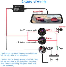 Dailygoody - Dash Cam Hardwire Kit - Laagspanningsbeveiliging - Ideaal voor GPS - 12V naar 5V - 3,2M Kabel - Geschikt voor Auto's — thumbnail 4