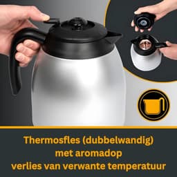 Aura® Koffiezetapparaat met Thermoskan - Koffiezetapparaat voor 10 Kopjes - Anti Drup - 1L - RVS- Zilver- 21cm x 19cm x 34cm; 1.84 kg — thumbnail 4