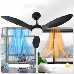 2-in-1 LED Plafondventilator Zwart – 106 cm, Met Afstandsbediening & App, Dimbare 3 Kleurtemperaturen, 6 Snelheden – Stille Omkeerbare DC Motor – Geschikt voor Woonkamer, Slaapkamer of Keuken — thumbnail 4