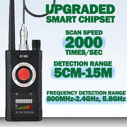Professionele detector voor verborgen camera's, GPS-trackers en afluisterapparatuur | Zeer gevoelige en instelbare RF-signaalzoeker voor hotels, reizen en auto's | Compact en gebruiksvriendelijk voor optimale privacy en gemoedsrust — thumbnail 2