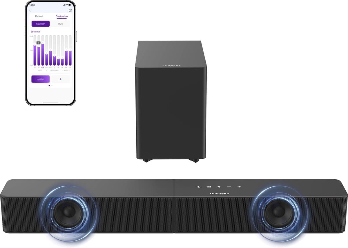 ULTIMEA Poseidon R3T 2.1-kanaals soundbar met draadloze subwoofer, app-bediening, soundbar voor Smart TV, Bluetooth 6.0, HDMI, optisch — afbeelding 1