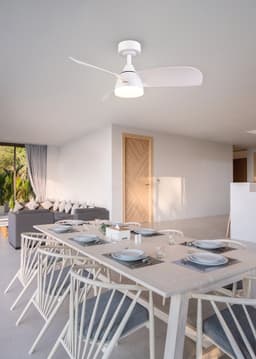 REALITY HELSINKI - Ventilator - Wit mat - incl. 1x SMD 20 W - Afstandsbediening - Geintegreerde dimmer - Traploos instelbare lichtkleur - Dimbaar met schakelaar - Niet externe dimbaar - Geheugenfunctie - Zomer- en wintermodus - 6 snelheidsniveaus — thumbnail 2