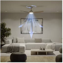Philips Olas Ventilator met LED lamp - Diameter: 132cm - Instelbaar wit licht van 3000K tot 6500K - Dimbaar tot 5% - Inclusief afstandsbediening - 2650 Lumen - Wit/Hout — thumbnail 3