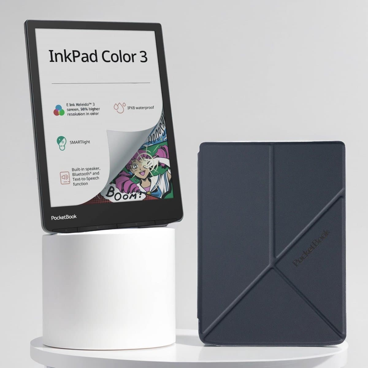 PocketBook InkPad Color 3 e-reader – 7.8 inch – 32 GB – waterdicht + Origami Shell Cover – voordeelbundel — afbeelding 1