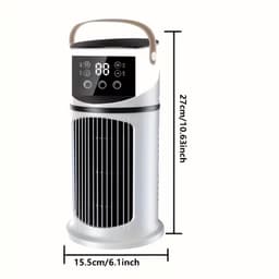 Mini aircooler - 6 snelheden, USB, watertank, timer, luchtkoeler voor bureau slaapkamer en thuiswerkplek - Wit — thumbnail 1