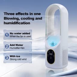 Mini aircooler - 6 snelheden, bladloos ontwerp, USB, timer, luchtkoeler voor bureau slaapkamer en thuiswerkplek - Wit — thumbnail 2