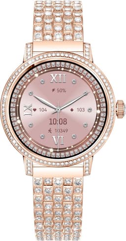 Knobbout 1.27" (3,2 cm) Smartwatch met Fonkelende Strass Steentjes – Luxe Design | Bellen via Bluetooth | Hartslag, Bloeddruk & SpO2 | IP67 Waterdicht | BT 5.3 | HD Scherm -Goud — thumbnail 3