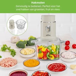 Homelux - 4-in-1 Keukenmachine – Hakmolen – Blender – Mixer – 2L Glazen Kom – 600ml Smoothie Beker – 250W Foodprocessor – Knoflooksnijder – Kruidenmolen – Compact Keukenapparaat – Voor Groenten Vlees Noten Smoothies – Keukenhulp — thumbnail 2