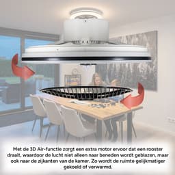 LED’s Light - Plafondventilator met Lamp - Ø 51 cm - Afstandsbediening - 3D Ventilatorlamp - 2700K - Zwart — thumbnail 4