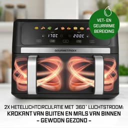 Heteluchtfriteuse - Dubbele Kamer - Gezond Koken - Vario Kamer Technologie - 10 Liter Capaciteit - Zwart — thumbnail 2