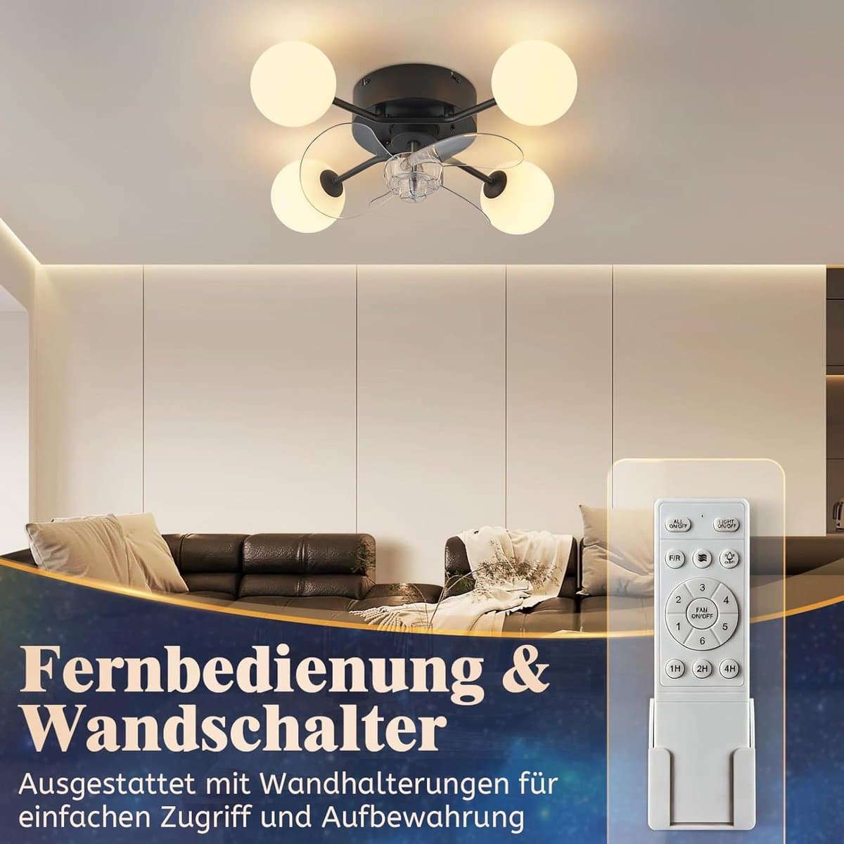 Plafondventilator met Verlichting – LED Plafondlamp met Ventilator – 6 Snelheden – Dimbaar 3000K–6000K – Afstandsbediening – Timer – Zomer & Winterstand – Slaapkamer / Woonkamer / Keuken — afbeelding 1