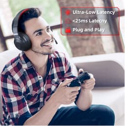 Fuegobird UG-01 - 2.4GHz Draadloze Gaming Headset - RGB - Bluetooth koptelefoon met microfoon - Multiplatform - Geschikt voor Nintendo Switch/PS4/PS5/PC - Zwart Rood — thumbnail 5