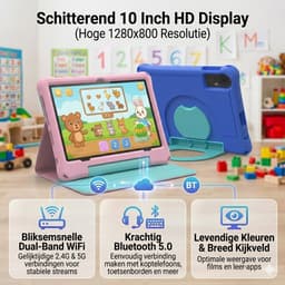 KidsTab Pro 10 Inch — Kindertablet — Android 15.0 — 8GB RAM (4+4) — 32GB — Inclusief Schokbestendige Hoes & Standaard — Blauw — thumbnail 2