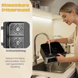 Sinaopus XXL Airfryer 8L – Met Dubbele Mand – 10 Kookprogramma’s – Onafhankelijke Snelle Opwarming – Geschikt voor Gezinnen – Kijkvenster – Eenvoudig te Reinigen – Capaciteit voor 4 tot 5 Personen — thumbnail 4