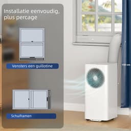 Mobiele Airco 7000 BTU 4-in-1 Koelen Ventileren Ontvochten Slaapstand - Klasse A R290 Met Afstandsbediening Touchscreen Verrijdbaar voor 20-30m² Wit — thumbnail 4