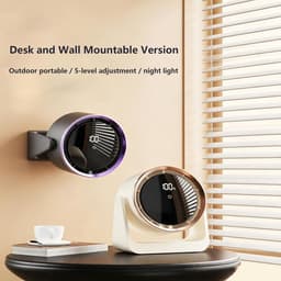 VHV-Mini-Bureauventilator - 2-in-1 Tafelventilator met Lamp - USB-Gevoede Luchtcirculator met Wandmontage - Stille Kleine Ventilator voor Thuis, Kantoor en Studentenkamer — thumbnail 5