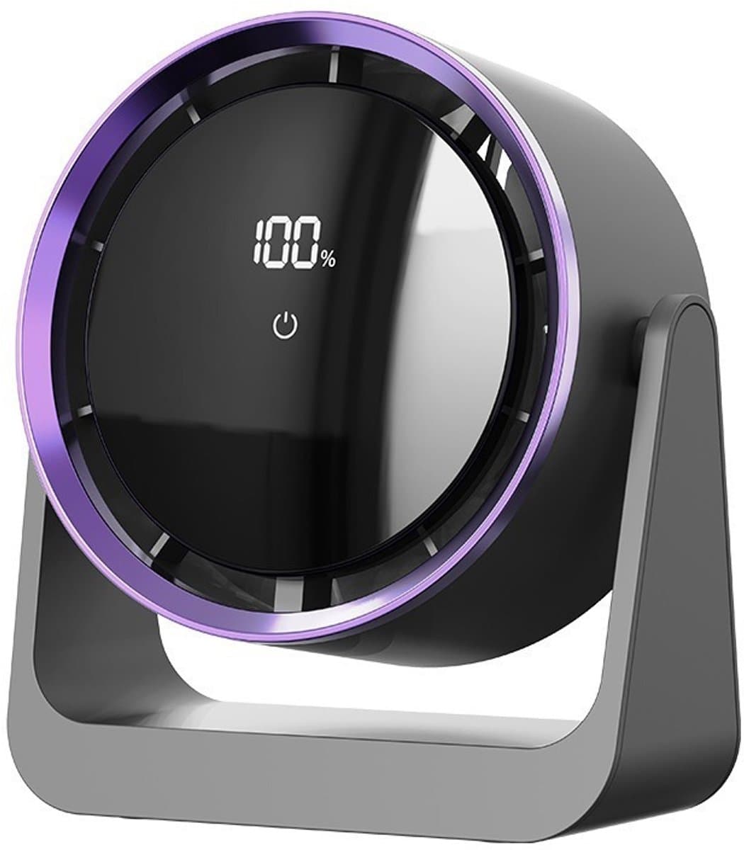 VHV-Mini-Bureauventilator - 2-in-1 Tafelventilator met Lamp - USB-Gevoede Luchtcirculator met Wandmontage - Stille Kleine Ventilator voor Thuis, Kantoor en Studentenkamer — afbeelding 1