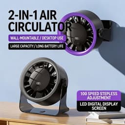 KZQ Kleine Individuele Ventilator Met 5 Windstanden - Usb Aangedreven Lichtgewicht Handventilator 1800mAh Lange Accuduur - Voor Reizen Kantoor Studie En Zomer - Grijs — thumbnail 3