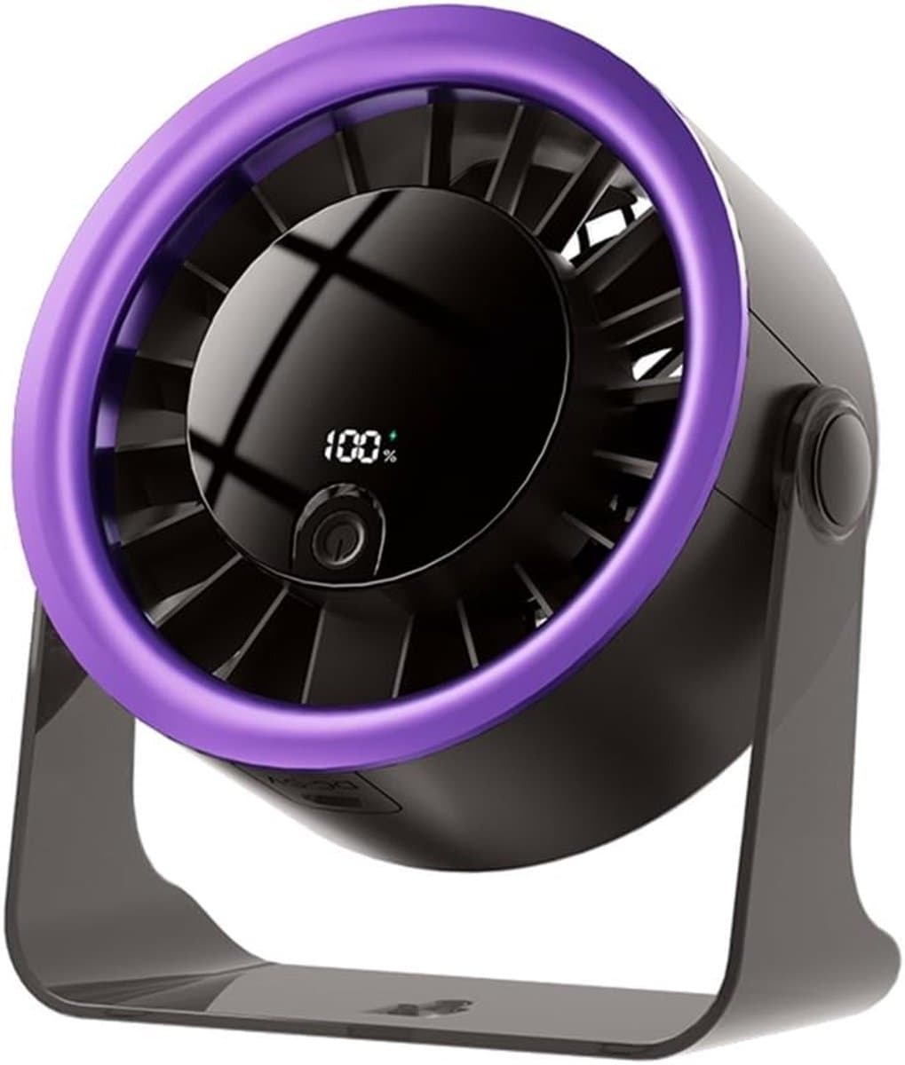 KZQ Kleine Individuele Ventilator Met 5 Windstanden - Usb Aangedreven Lichtgewicht Handventilator 1800mAh Lange Accuduur - Voor Reizen Kantoor Studie En Zomer - Paars — afbeelding 1